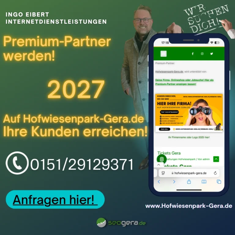 Werbung f&uuml;r Gera auf Hofwiesenpark-Gera.de