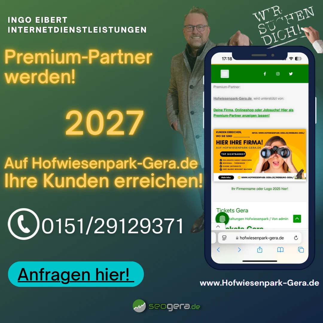 Werbung für Gera auf Hofwiesenpark-Gera.de
